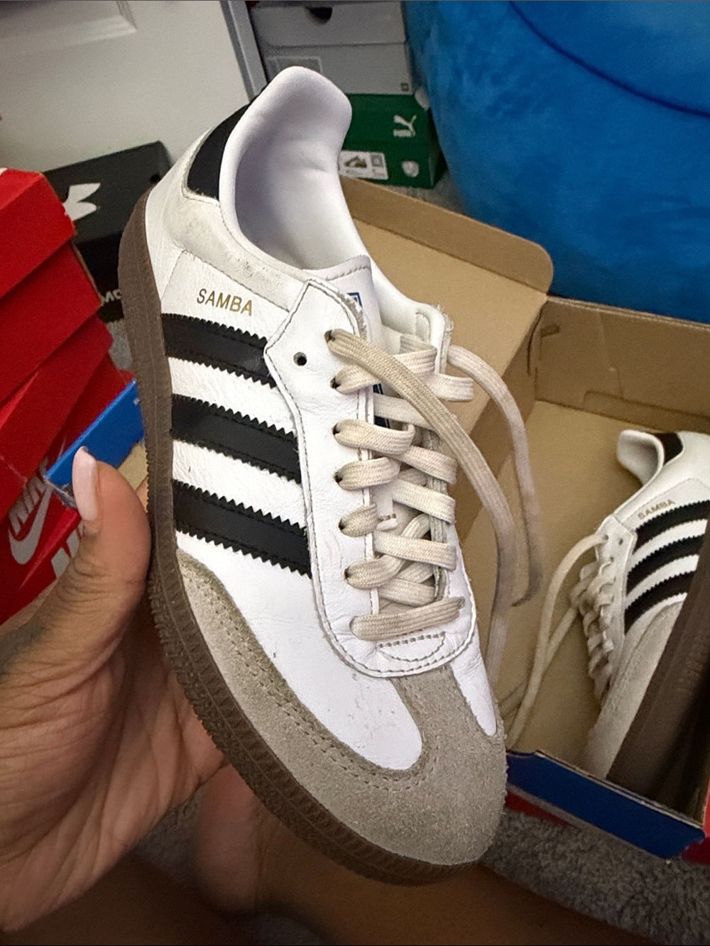 adidas Samba Classic Trainer - White, Black & Brown